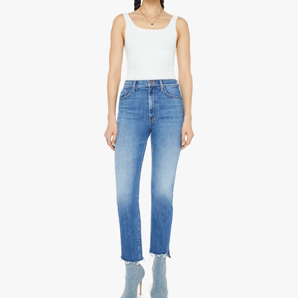 MOTHER High Waisted Rider Ankle Fray